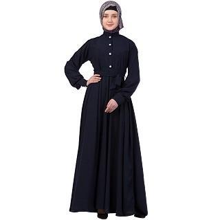 Umbrella abaya with cuff sleeves- Navy Blue